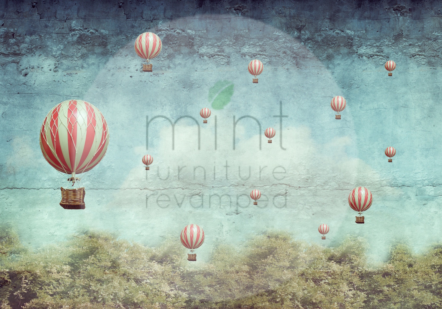 Mint Decoupage Paper Balloons Landscape
