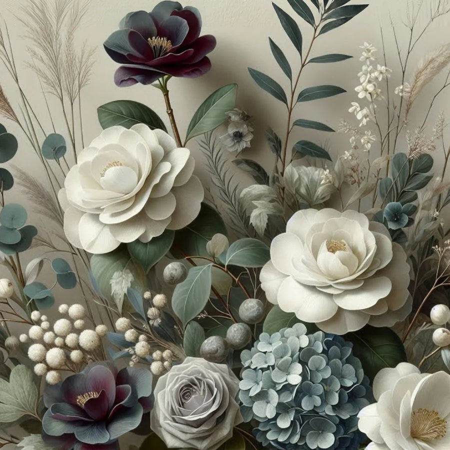 Papel de decoupage de petales de invierno por menta