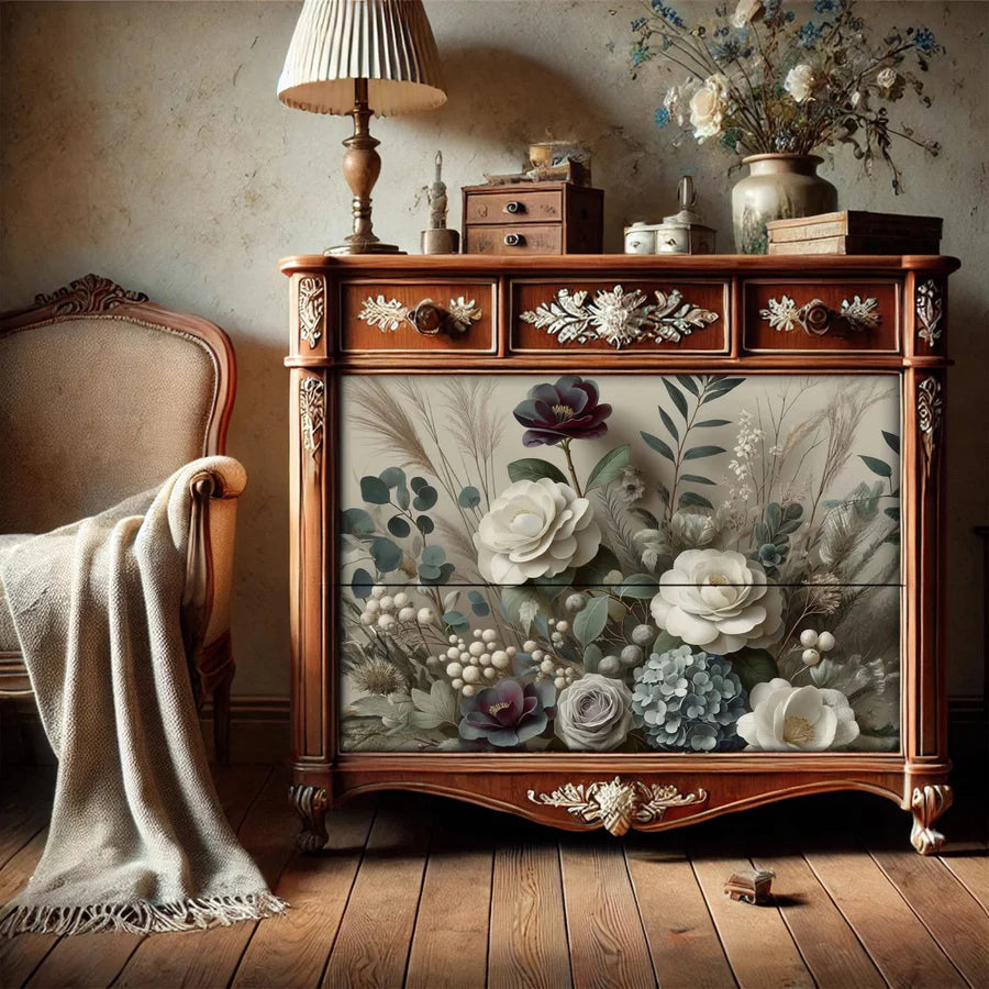 Papel de decoupage de petales de invierno por menta