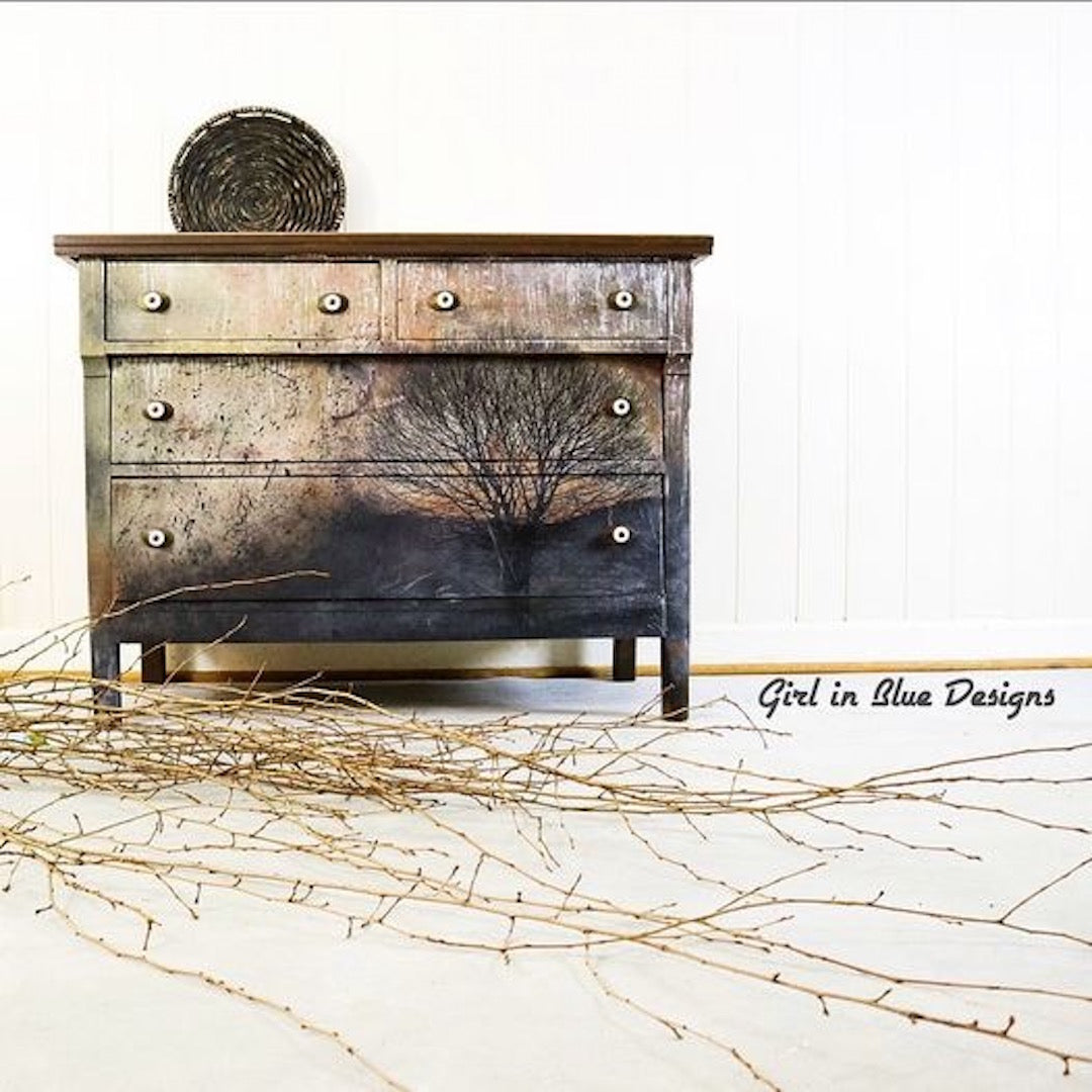 Mint Decoupage Paper Sepia Tree