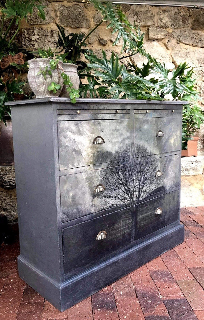 Mint Decoupage Paper Sepia Tree