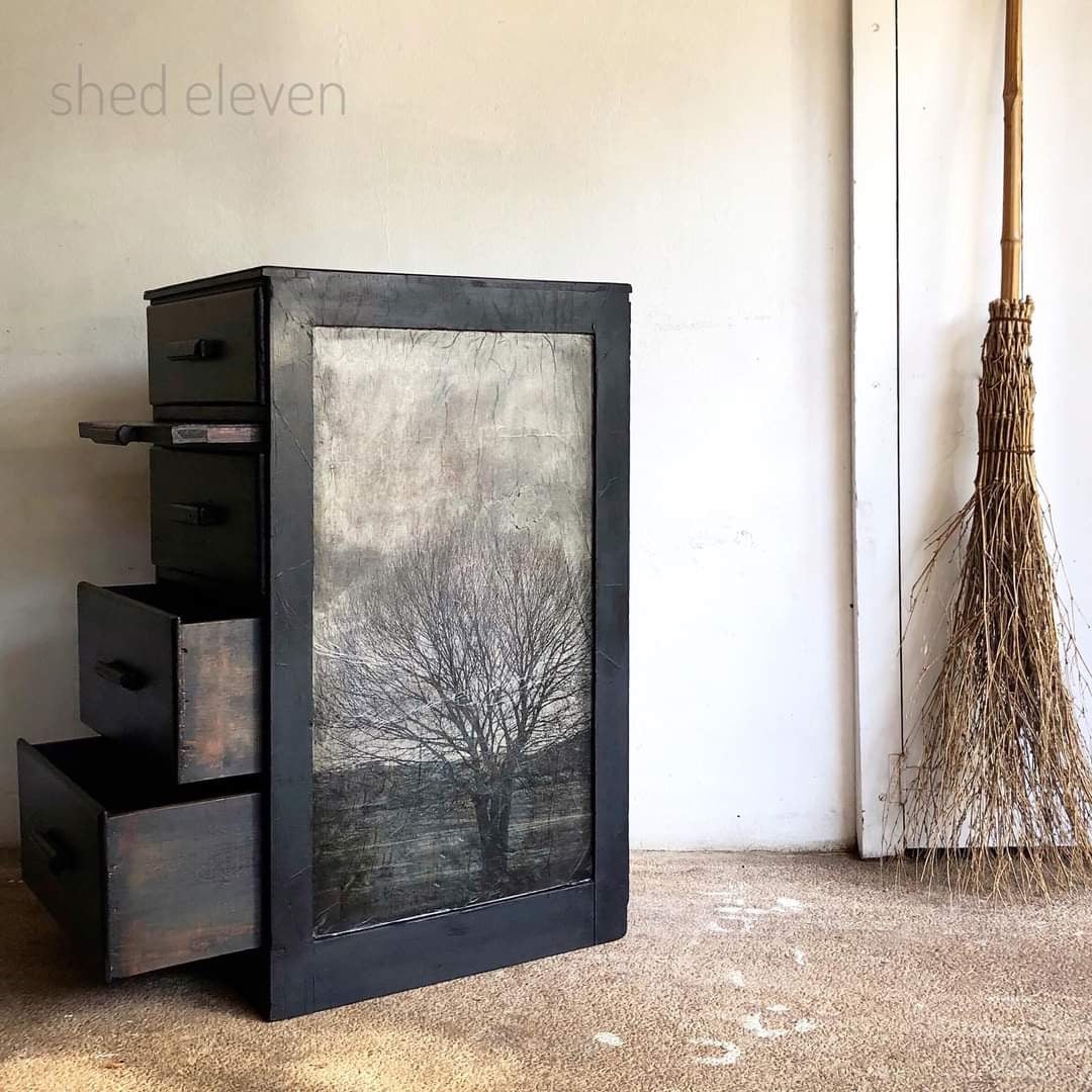 Mint Decoupage Paper Sepia Tree