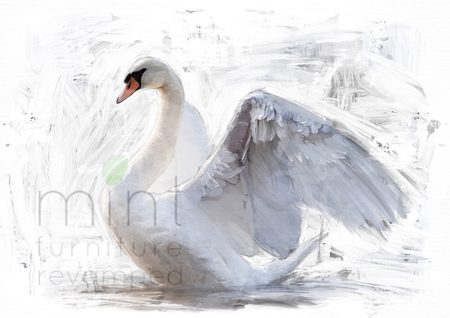 Mint Decoupage Paper White Swan