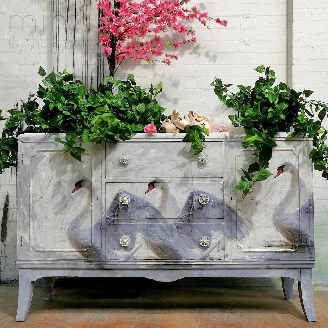 Mint Decoupage Paper White Swan