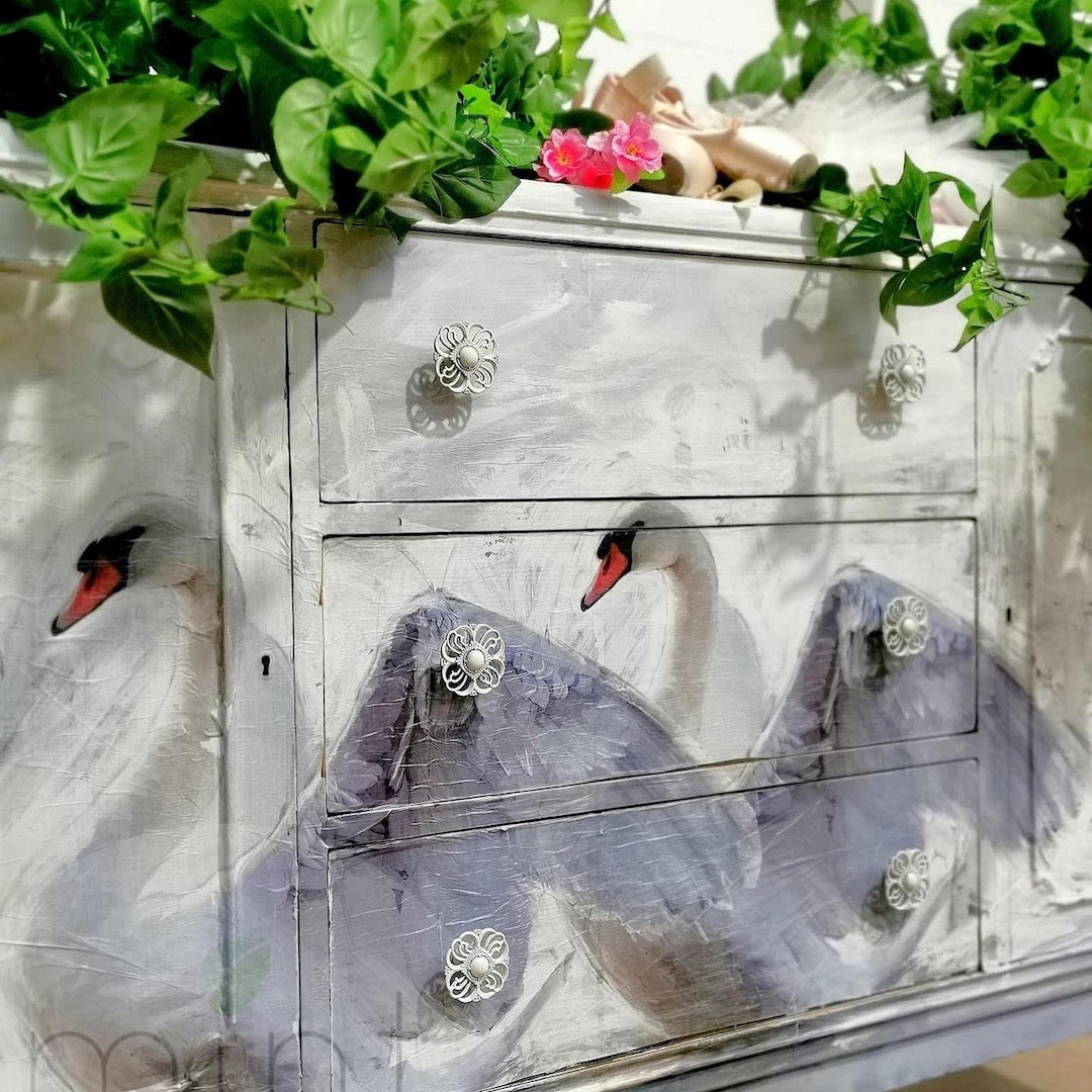 Mint Decoupage Paper White Swan