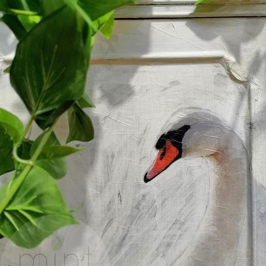 Mint Decoupage Paper White Swan